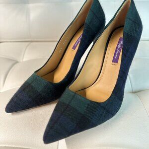 NWB Ralph Lauren Collection Women’s Celia Black MU Watch Tartan Pumps